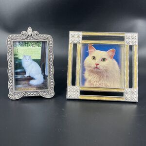 Silver toned Enamel Rhinestones Green Tree Gallery Square Picture Frame